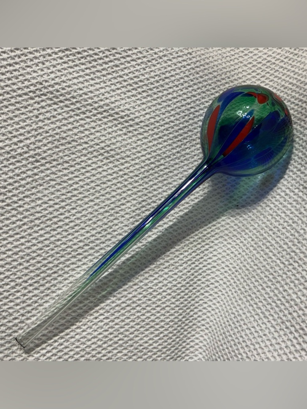 Handblown Art Glass Watering Bulbe Tube with Colorful Swirl Bulb NEW